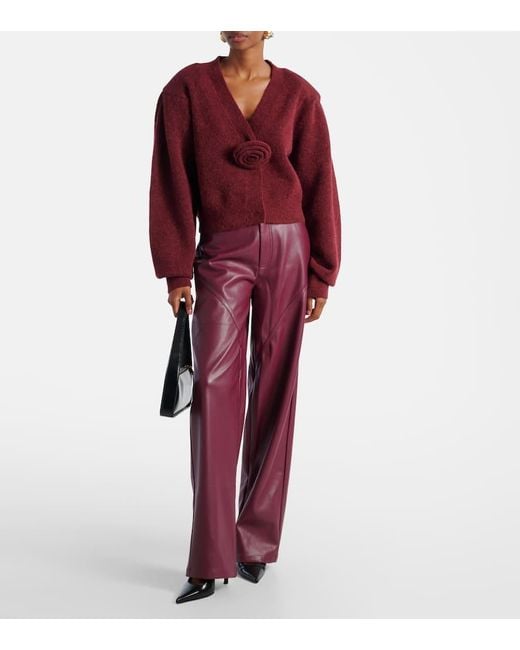 Cardigan En Mezcla De Lana Con Aplique Floral ROTATE BIRGER CHRISTENSEN de color Red