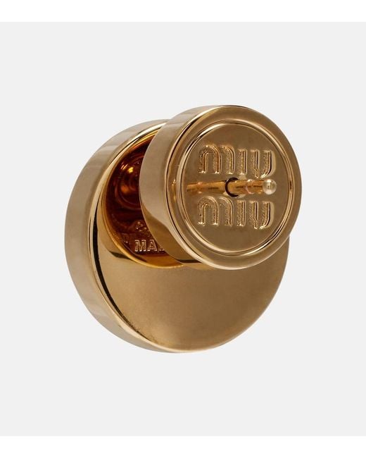 Miu Miu Black Logo Stud Earrings