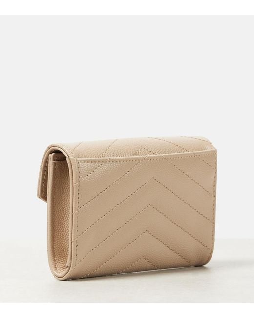 Saint Laurent Natural Monogram Small Leather Wallet