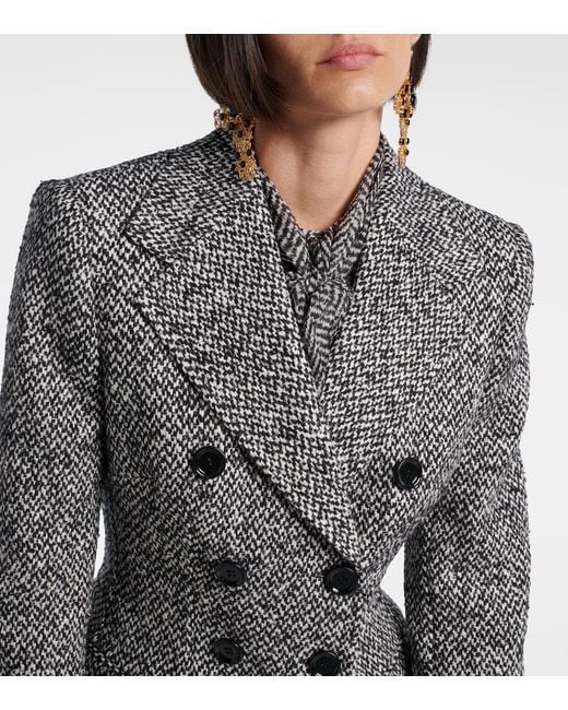 Dolce & Gabbana Gray Dolce&Gabbana Single Breasted Speckled Wool Blend Jacket