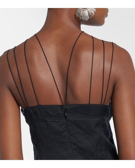 Isabel Marant Black Lindy Lace-Trimmed Embroidered Ramie Maxi Dress