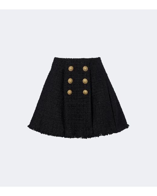 Balmain Black Tweed Miniskirt