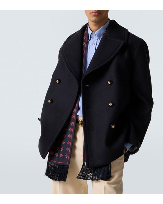 Valentino Black Double-Breasted Virgin Wool Jacket for men