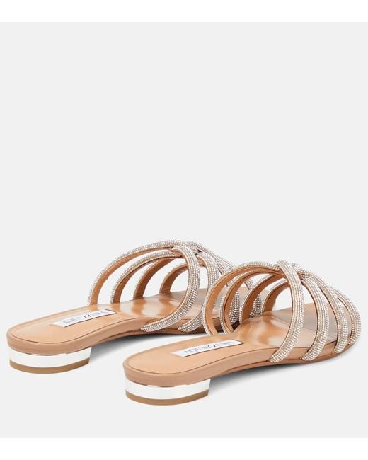 Aquazzura Multicolor Moondust Embellished Leather Slides