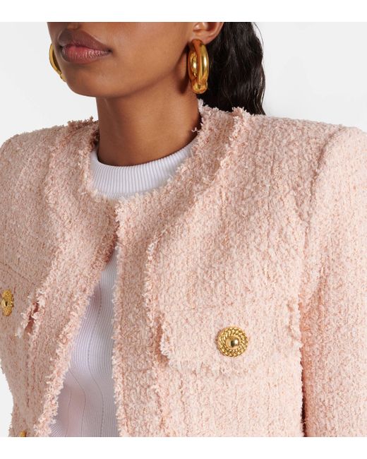 Veste raccourcie en tweed Balmain en coloris Natural