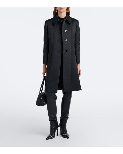 Gucci Black Gg Jacquard Coat