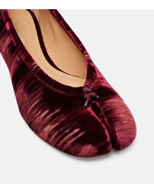 Maison Margiela Red Tabi Velvet Ballet Flats
