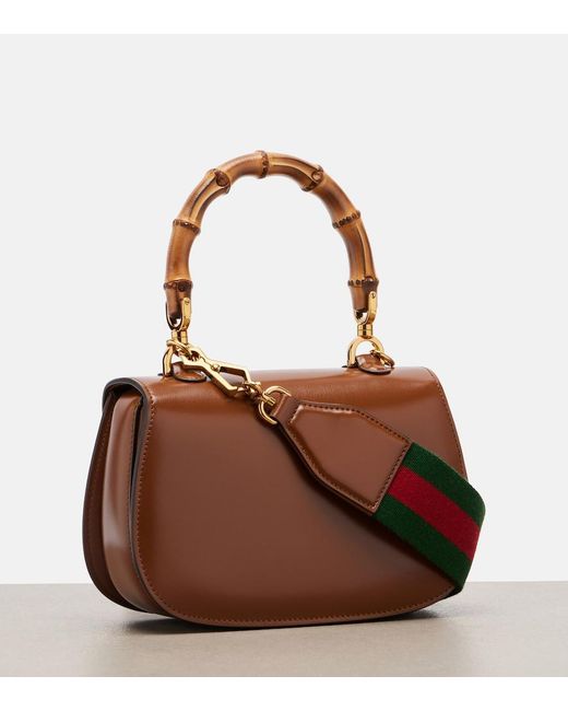 Gucci Brown Bamboo 1947 Small Leather Top-Handle Bag