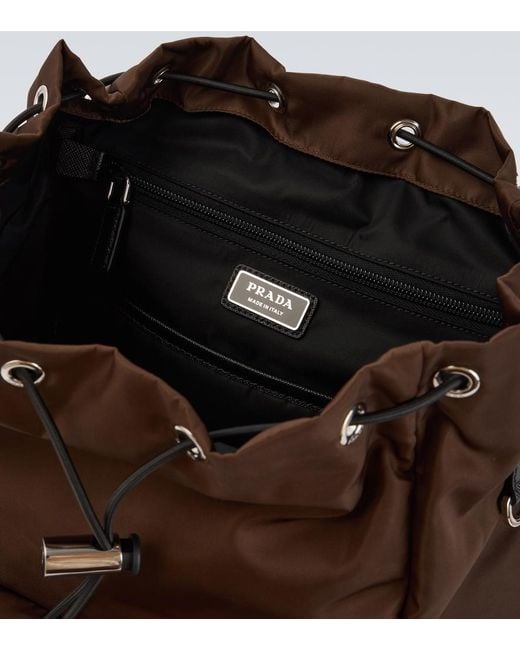 Prada Brown Re-Nylon Leather-Trimmed Backpack for men