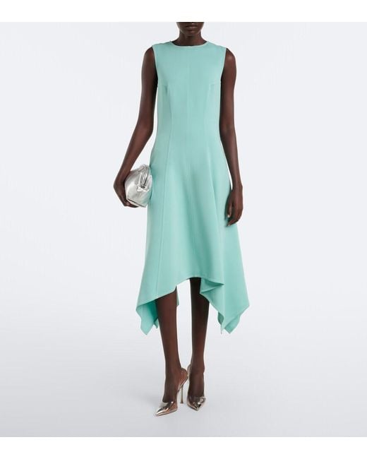 Stella McCartney Green Draped Asymmetric Midi Dress