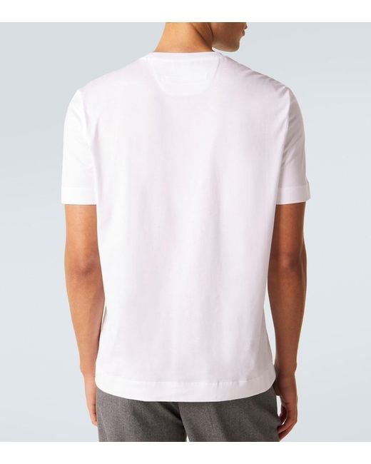 Zegna White Logo Cotton Jersey T-Shirt for men