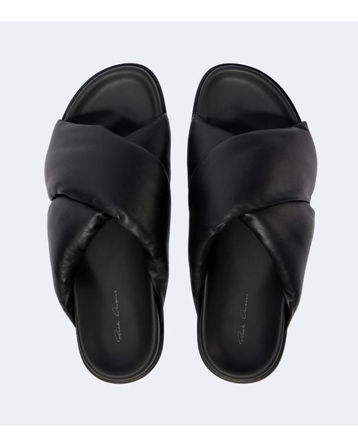 Rick Owens Black Donut Granola Leather Sandals for men