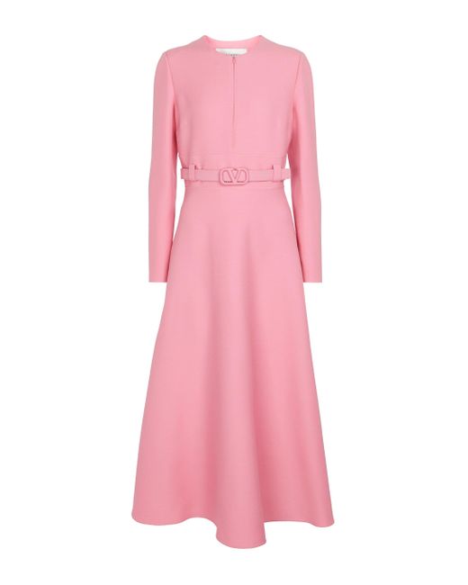 Valentino Pink Vlogo Crêpe Couture Midi Dress