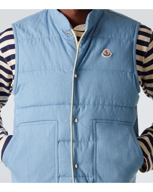 Moncler Blue Heceta Denim Down Vest for men