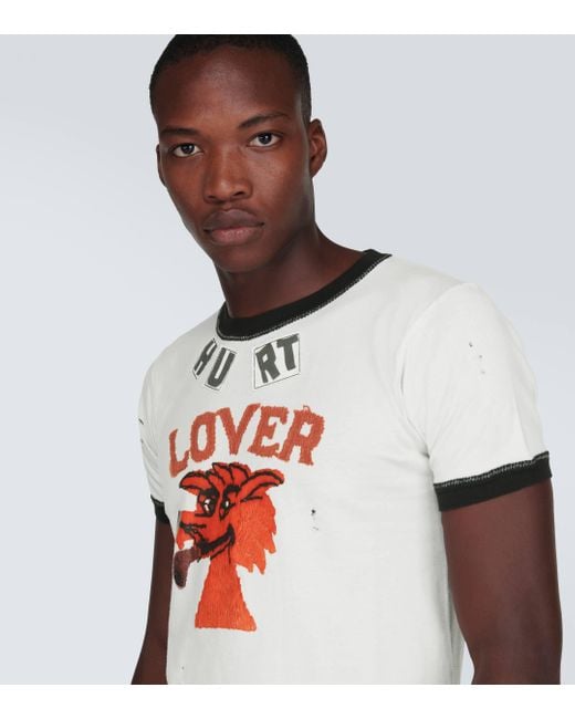 T-shirt en coton et lin Hurt Lover ERL pour homme en coloris White