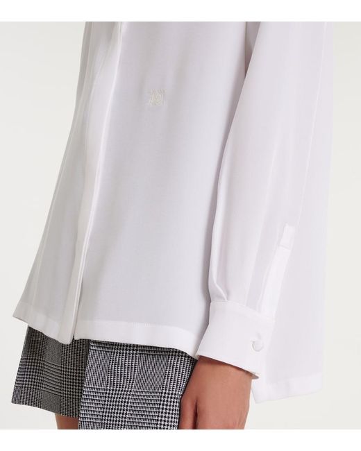 Max Mara White Silk Crepe De Chine Shirt