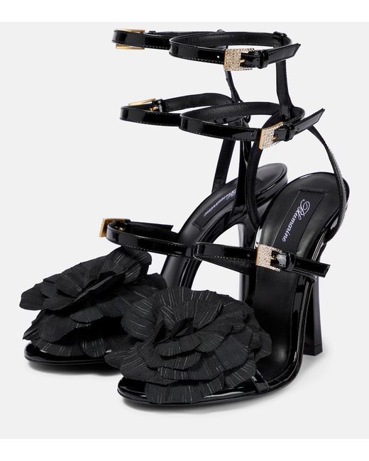 Blumarine Black Embellished Patent Leather Sandals