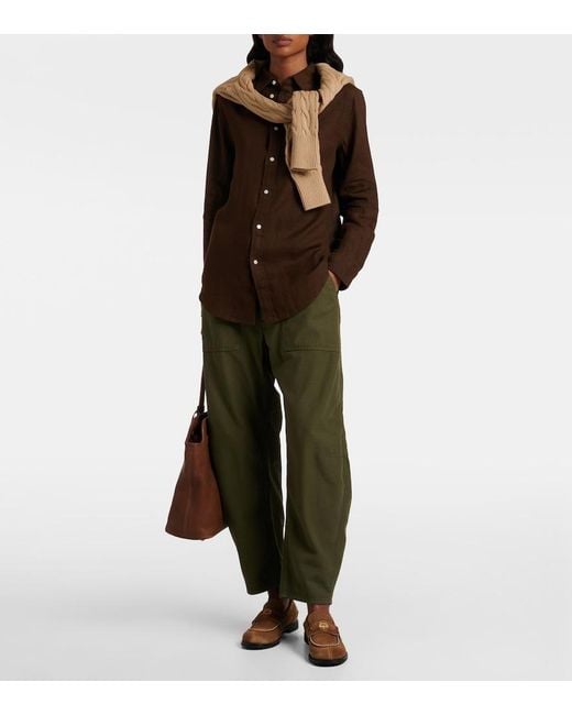 Polo Ralph Lauren Brown Chic Long Sleeve Button-Up Shirt For