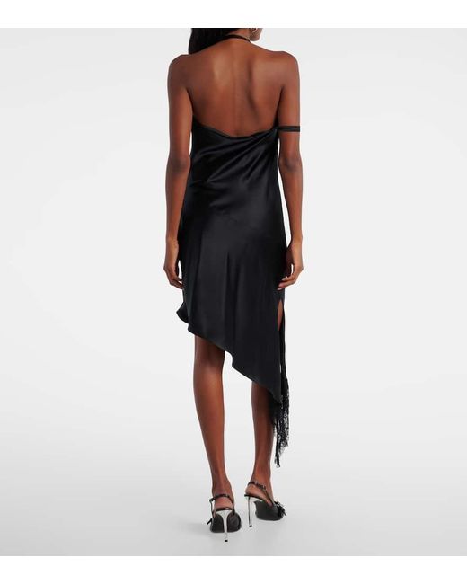 Courreges Black Minikleid Undressed Aus Satin Mit Spitze