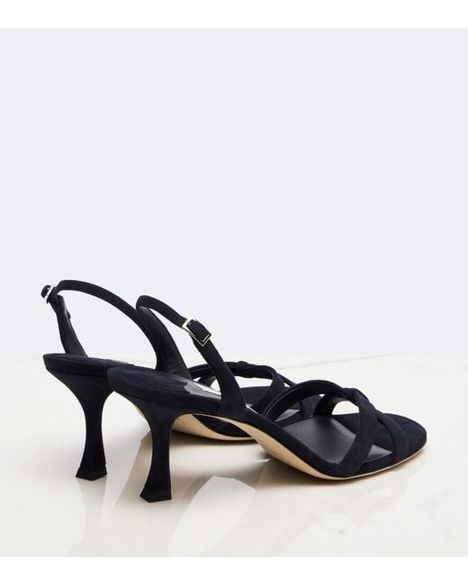 Jimmy Choo Blue Elsy Suede Slingback Sandals