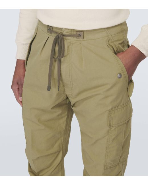 Tom Ford Green Enzyme Cotton Twill Cargo Pants for men