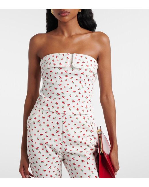Posse White Ebony Printed Cotton-Blend Tube Top