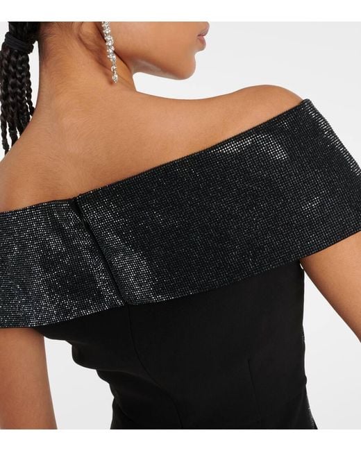 Roland Mouret Black Off-Shoulder-Robe Aus Cady Mit Samt