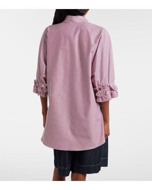 Max Mara Pink Striped Cotton Poplin Shirt