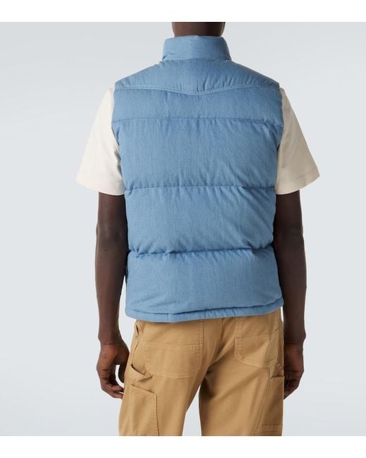 Moncler Blue Ervional Denim Down Vest for men