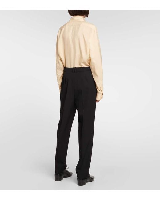 Pantaloni regular Corby in twill di lana di The Row in Black