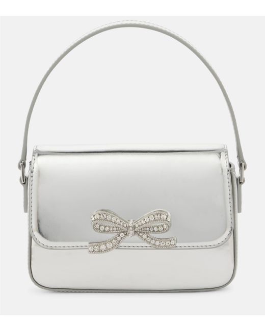 Self-Portrait White Metallic Leather Shoulder Bag