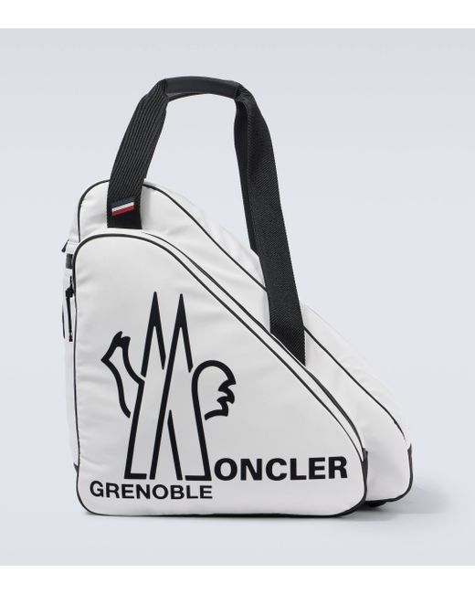 Moncler White Logo Leather-trimmed Tote Bag for men