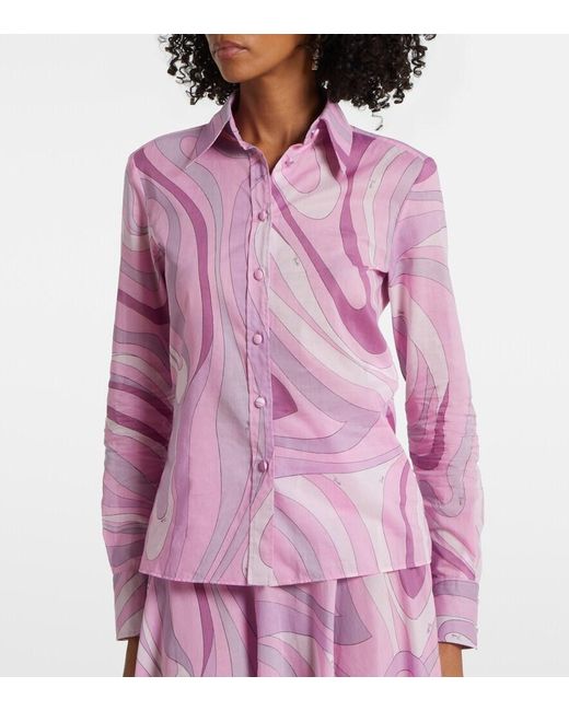Emilio Pucci Pink Orchidee Cotton Muslin Shirt