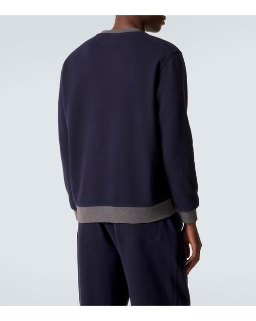 Brunello Cucinelli Blue Cotton Jersey Sweatshirt for men