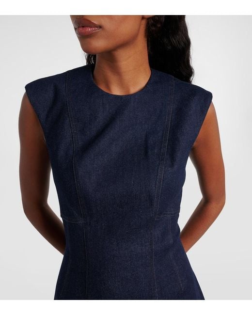 Veronica Beard Blue Dulce Cotton-Blend Denim Midi Dress