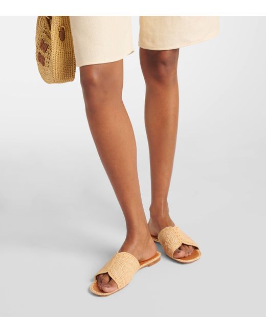 Robert Clergerie Ineni Raffia Slides in Brown Lyst Canada