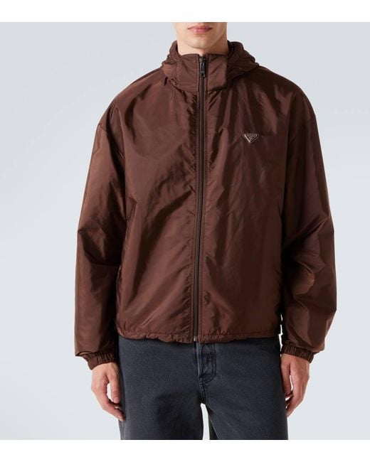 Prada Brown Reversible Hooded Re-Nylon Jacket for men