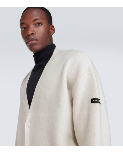 Cardigan en laine melangee Balenciaga pour homme en coloris White