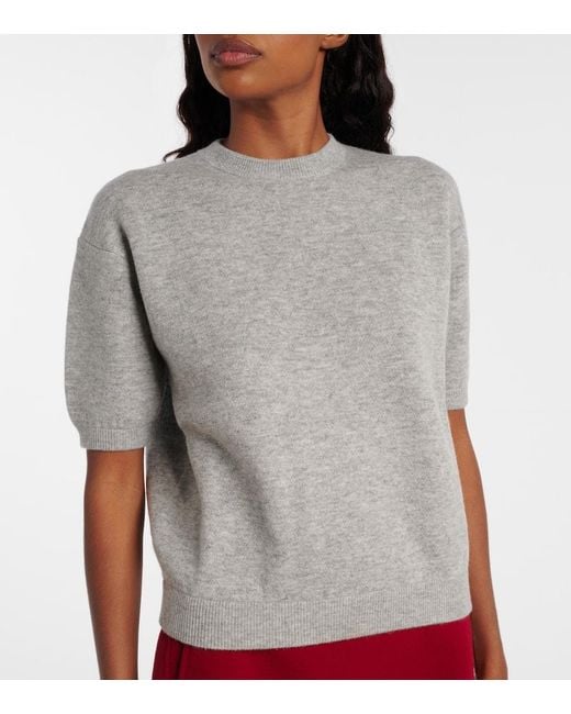 Max Mara Gray Knitted Wool And Cashmere-Blend T-Shirt