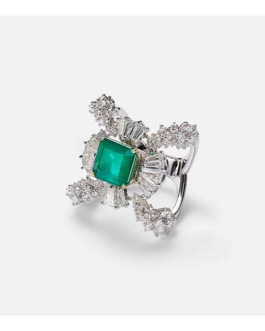 Anillo Reign Supreme De Oro Blanco De 18 Ct Con Esmeralda Y Diamantes YEPREM de color White