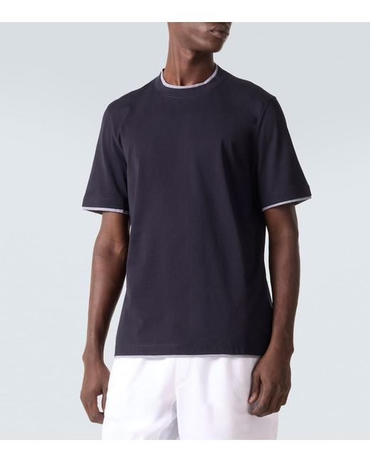 Brunello Cucinelli Blue Cotton Jersey T-Shirt for men