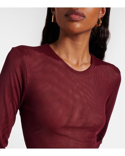 Bananhot Red Aiden Draped Sheer Jersey Minidress