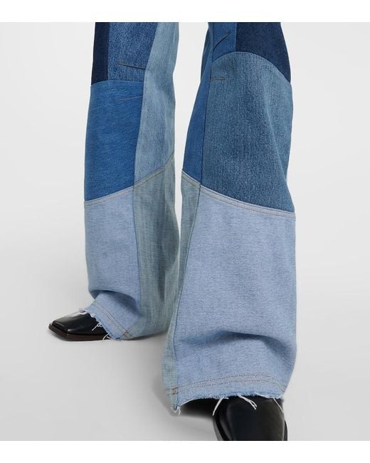 MARINE SERRE Blue Regenerated Wide-Leg Jeans