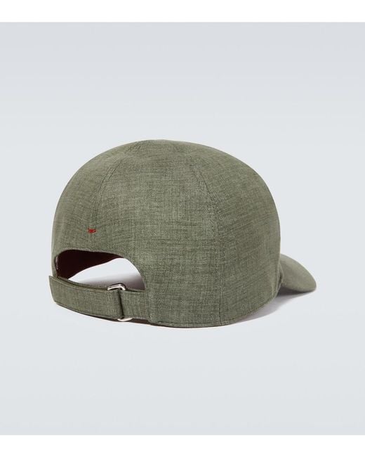 Loro Piana Green Logo Linen Hat for men