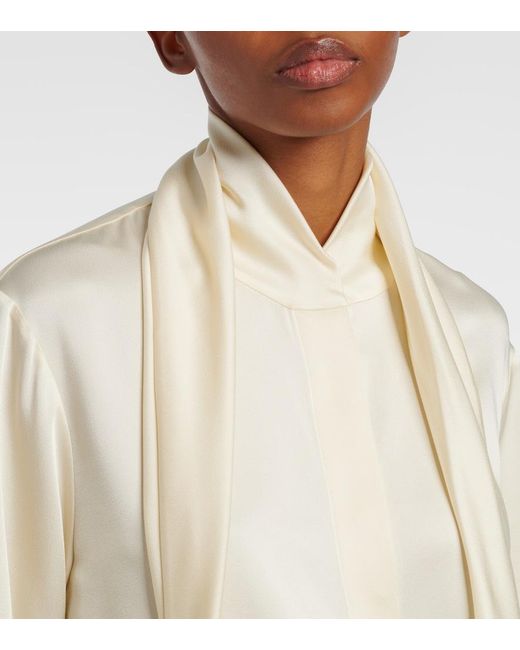 Jil Sander Natural Scarf-Detail Satin Shirt