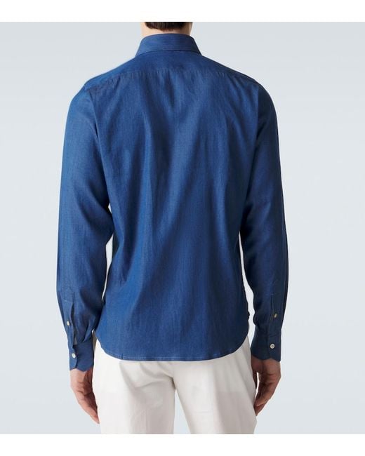 Kiton Blue Denim Shirt for men