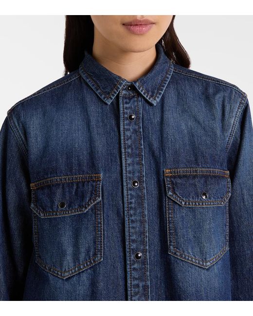 Sacai Blue Denim And Satin Shirt