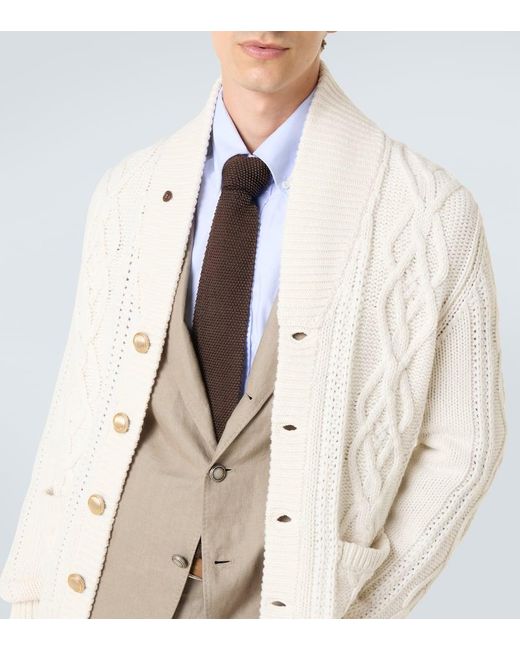 Cardigan di Brunello Cucinelli in Natural da Uomo