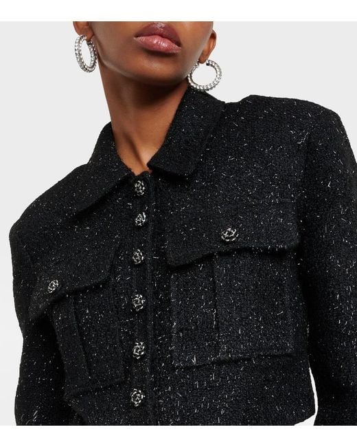 Self-Portrait Black Cropped Boucle Jacket