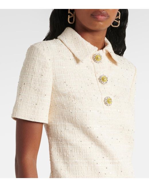 Valentino Natural Cotton-Blend Tweed Minidress
